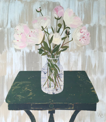 Peonies on Green Table